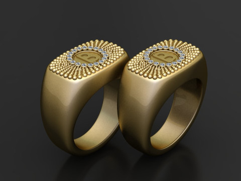 Gold initial ring Modello di stampa 3D