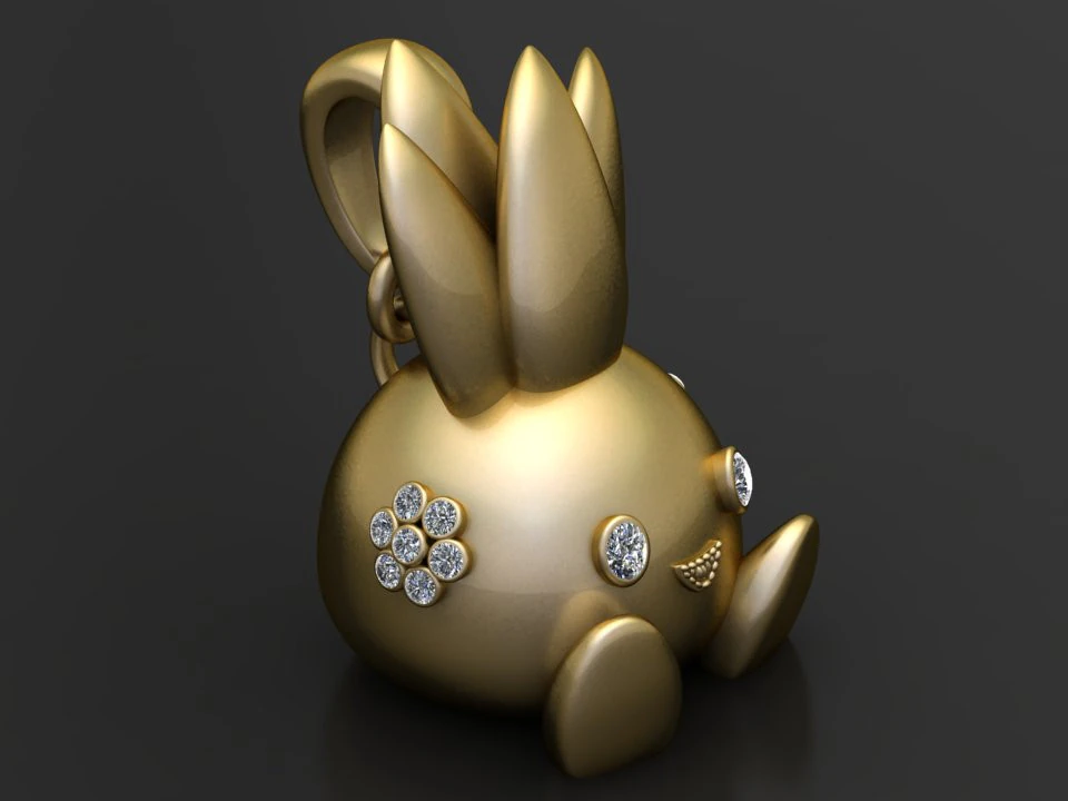 Bunny pendant 3D Print Model .c4d .max .obj .3ds .fbx .stl .blend 