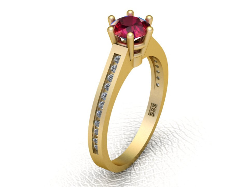 Ruby engagement ring 3Dプリントモデル .c4d .max .obj .3ds .fbx .stl .blend