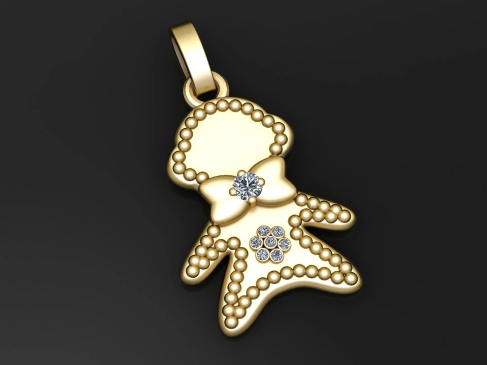 Girl charm pendant 3D Print Model .c4d .max .obj .3ds .fbx .stl .blend