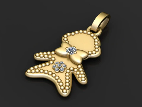 Girl charm pendant 3D Print Model