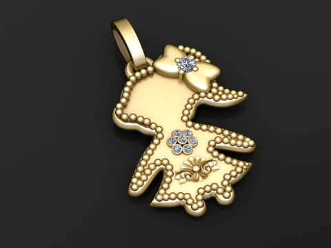 Pingente de menina g&ecirc;mea Modelo de Impressão 3D