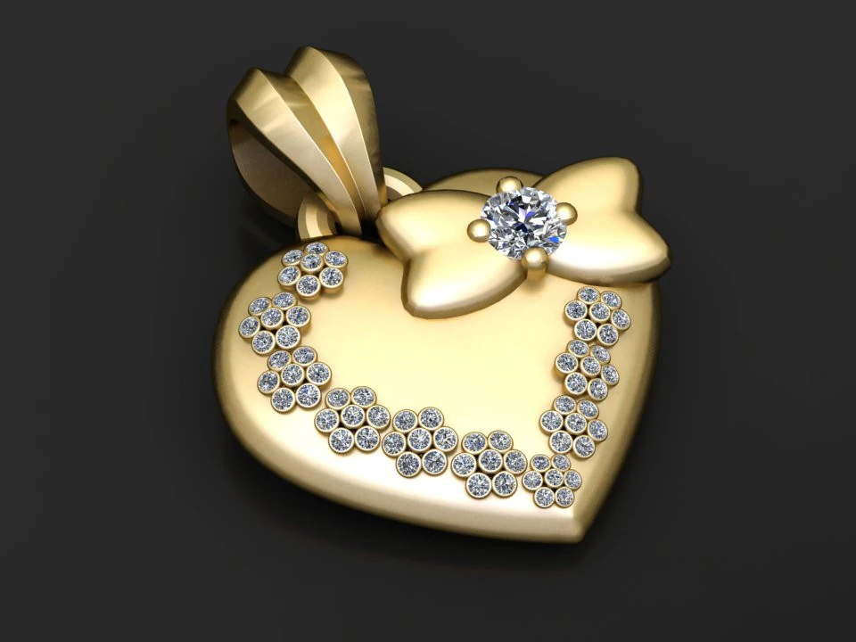 Heart pendant 3D Print Model .c4d .max .obj .3ds .fbx .stl .blend 