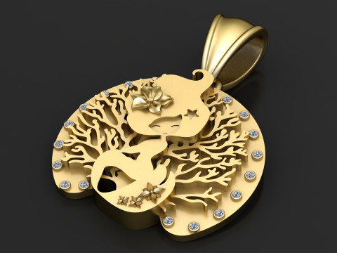 美人鱼吊坠 3D 打印模型