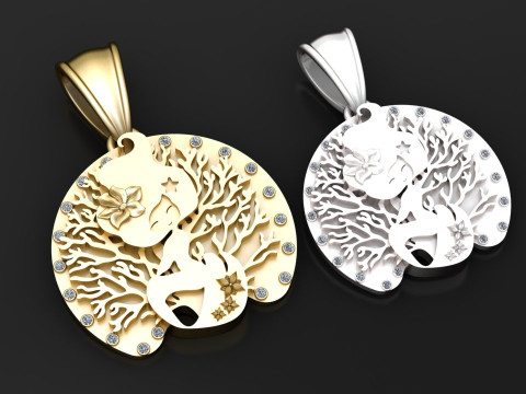 美人鱼吊坠 3D 打印模型