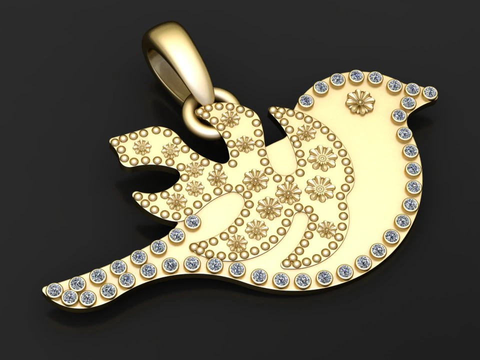 Floral bird jewelry 3D Print Model .c4d .max .obj .3ds .fbx .stl .blend 