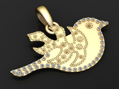Floral bird jewelry Modèles 3D en vedette