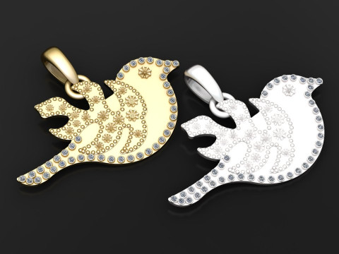 Floral bird jewelry Modello di stampa 3D