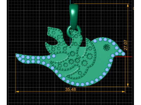 Floral bird jewelry 3D Print Model
