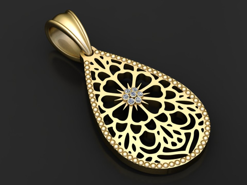Teardrop pendant 3D Baskı Modeli .c4d .max .obj .3ds .fbx .stl .blend