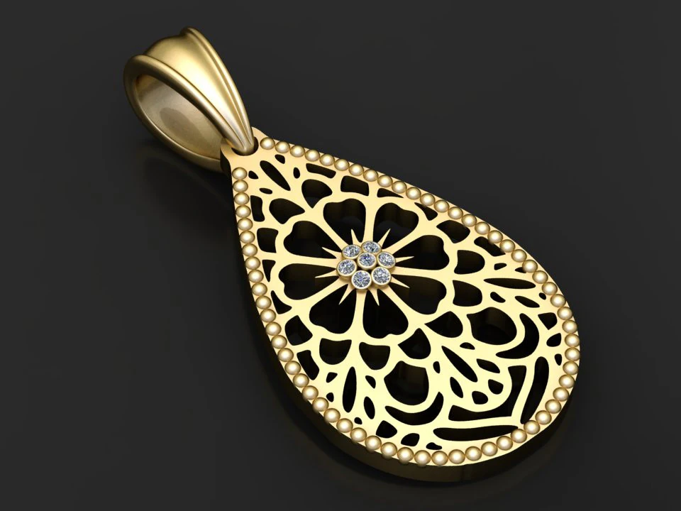Teardrop pendant 3D Print Model .c4d .max .obj .3ds .fbx .stl .blend