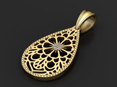 Teardrop pendant 3D Print Model