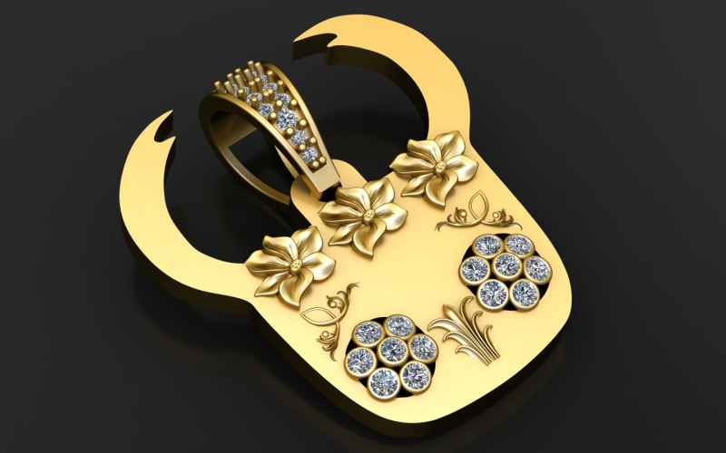Floral gold pendant 3D Print Model .c4d .max .obj .3ds .fbx .stl .blend