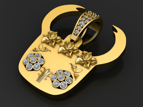 Floral gold pendant 3D Print Model