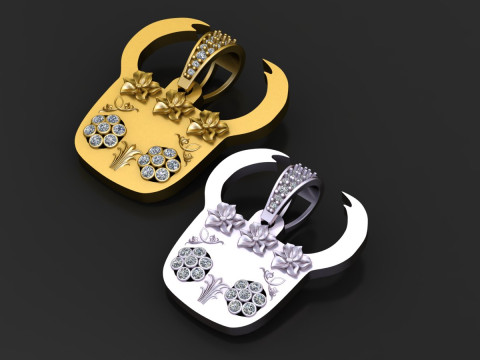 Floral gold pendant 3D Print Model