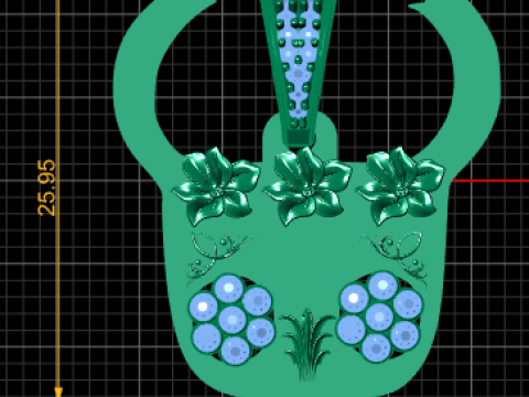 Floral gold pendant 3D Print Model