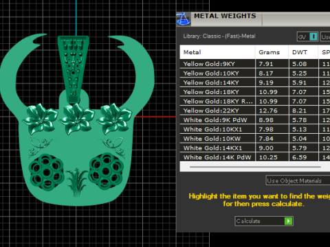 Floral gold pendant 3D Print Model