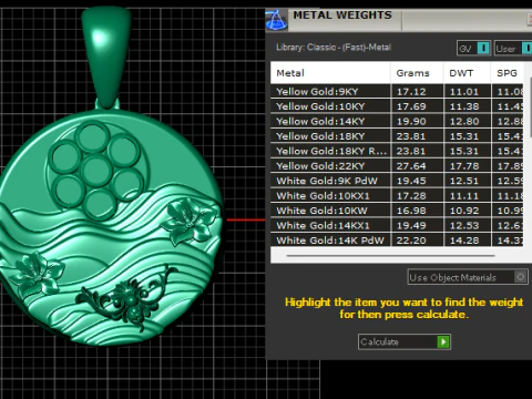 Round gold pendant 3D Print Model