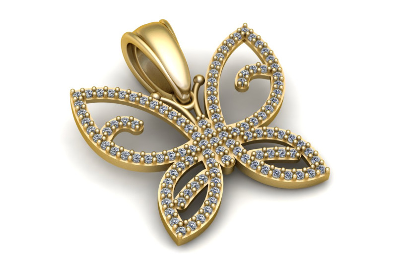 Butterfly pendant 3Dプリントモデル .c4d .max .obj .3ds .fbx .stl .blend 