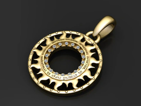 Gold flame pendant 3D Print Model