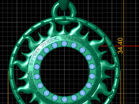 Gold flame pendant 3D Print Model