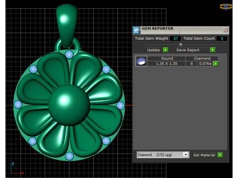Gold flower pendant 3D Print Model