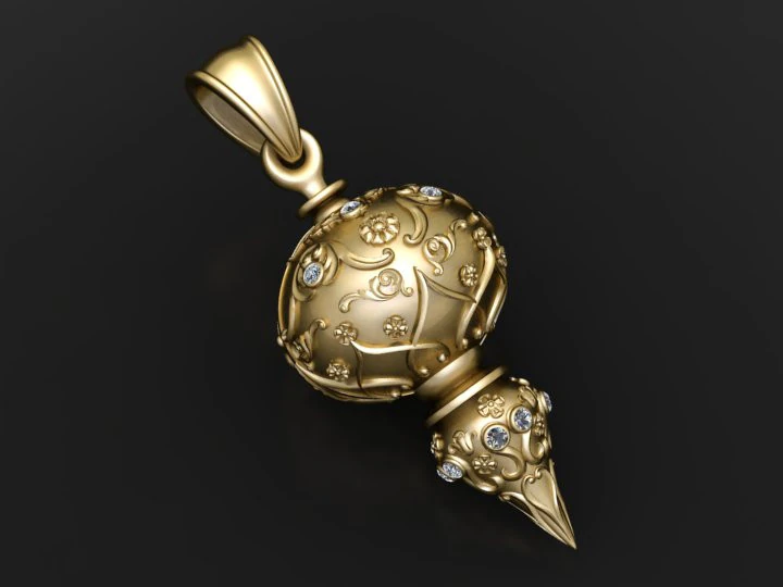 Ornate gold pendant 3D Print Model .c4d .max .obj .3ds .fbx .stl .blend 