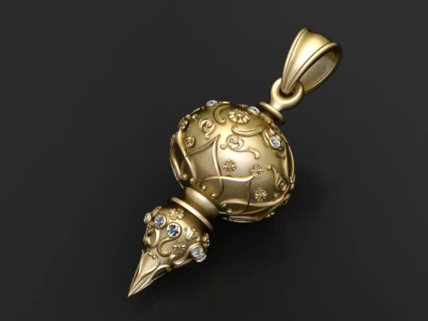 Ornate gold pendant 3D Print Model