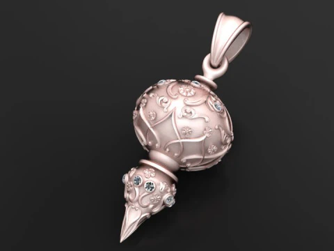 Ornate gold pendant 3D Print Model