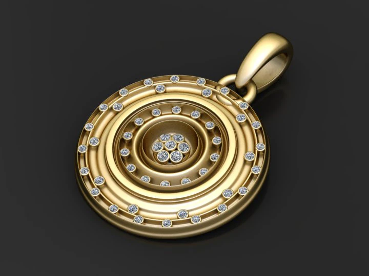 Gold circle pendant 3D Print Model .c4d .max .obj .3ds .fbx .stl .blend 