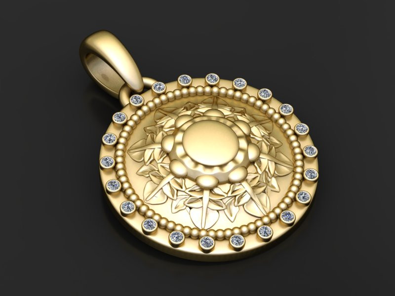 Custom gold pendant 3D Print Model .c4d .max .obj .3ds .fbx .stl .blend 