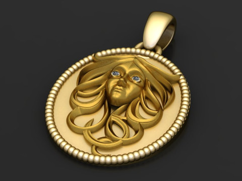 Sculpted gold pendant 3D Print Model
