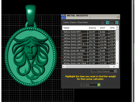 Sculpted gold pendant 3D Print Model