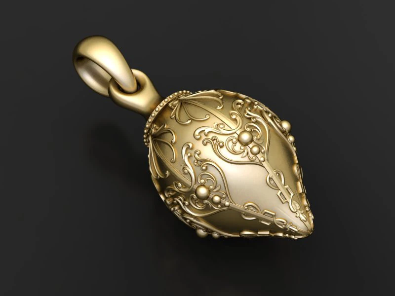 Gold egg pendant 3D Print Model .c4d .max .obj .3ds .fbx .stl .blend 