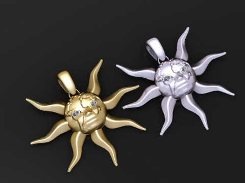 Gold sun pendant 3D Print Model