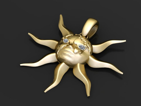 Gold sun pendant 3D Print Model
