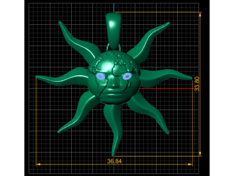 Gold sun pendant 3D Print Model
