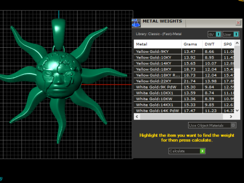 Gold sun pendant 3D Print Model