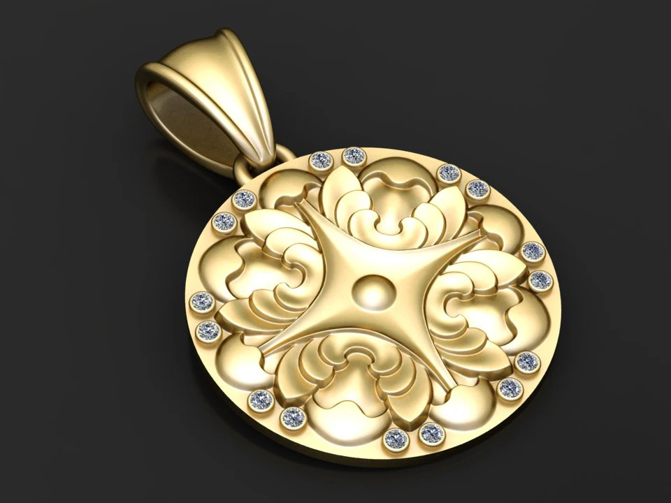 Gold pendant 3D Print Model .c4d .max .obj .3ds .fbx .stl .blend 