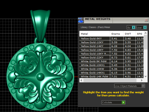 Gold pendant 3D Print Model