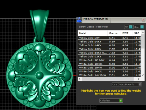 Gold pendant 3D Print Model