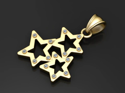 Gold star pendant 3D Print Model