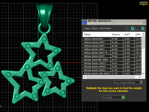 Gold star pendant Model Cetak 3D