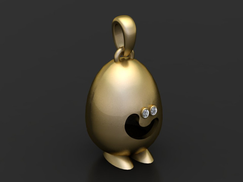 Gold character pendant 3D Print Model .c4d .max .obj .3ds .fbx .stl .blend