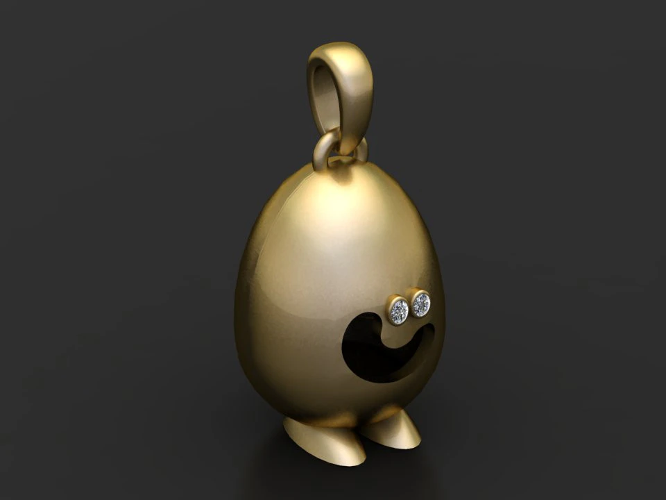Gold character pendant 3D Print Model .c4d .max .obj .3ds .fbx .stl .blend 