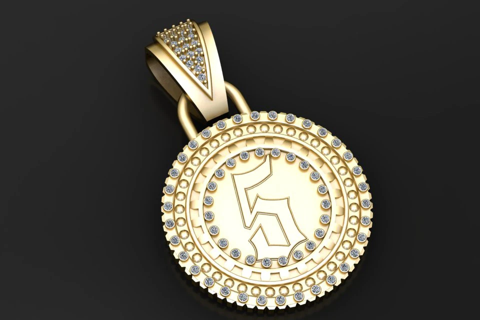 Gold monogram pendant 3D Print Model .c4d .max .obj .3ds .fbx .stl .blend 