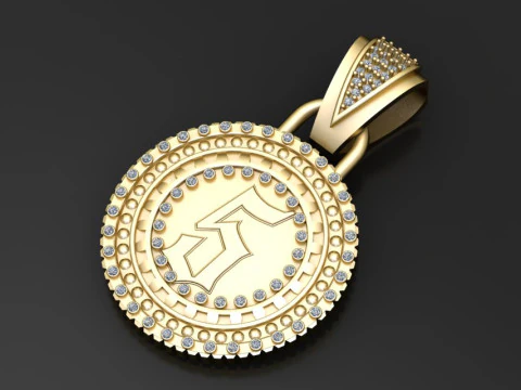 Gold monogram pendant 3D Print Model