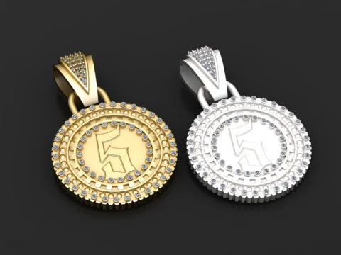Gold monogram pendant 3D Print Model