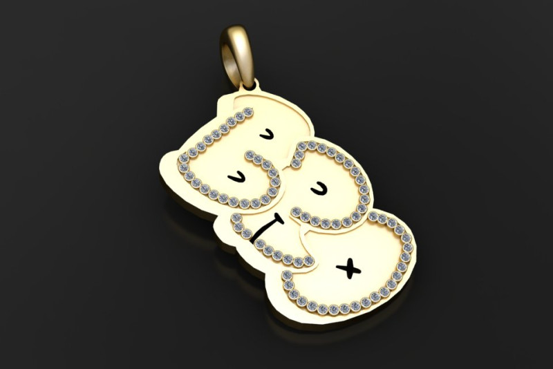 Gold bear pendant 3D Print Model .c4d .max .obj .3ds .fbx .stl .blend 