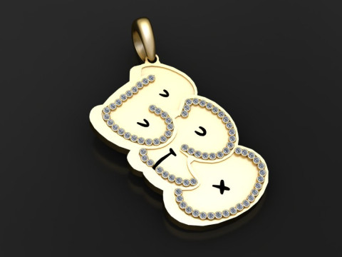 Gold bear pendant 3D 打印模型